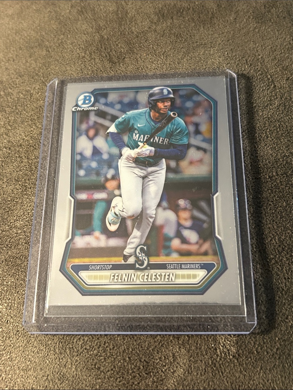 Topps Chrome Seattle Mariners Teal and Navy Baseball Card - Felnin Celesten